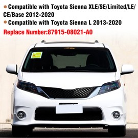 Moonlinks Compatible with Toyota Sienna 2012 2013 2014 2015 2016 2017 2018 2019 2020 Right Passenger Side Mirror Cover Replacement, White Right Side Clip-on Mirror Cap Replaces for 87915-08021-A0