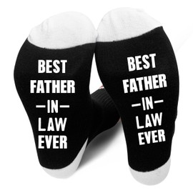 Socks Gifts for Father-in-law, ‘Best Father-in-law Ever’ Novelty Socks Gifts for Dad Birthday, Father’s Day, Thanksgiving, Christmas, etc. (064)