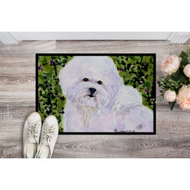 Caroline's Treasures SS8817MAT Bichon Frise Doormat 18x27 Front Door Mat Indoor Outdoor Rugs for Entryway, Non Slip Washable Low Pile, 18H X 27W