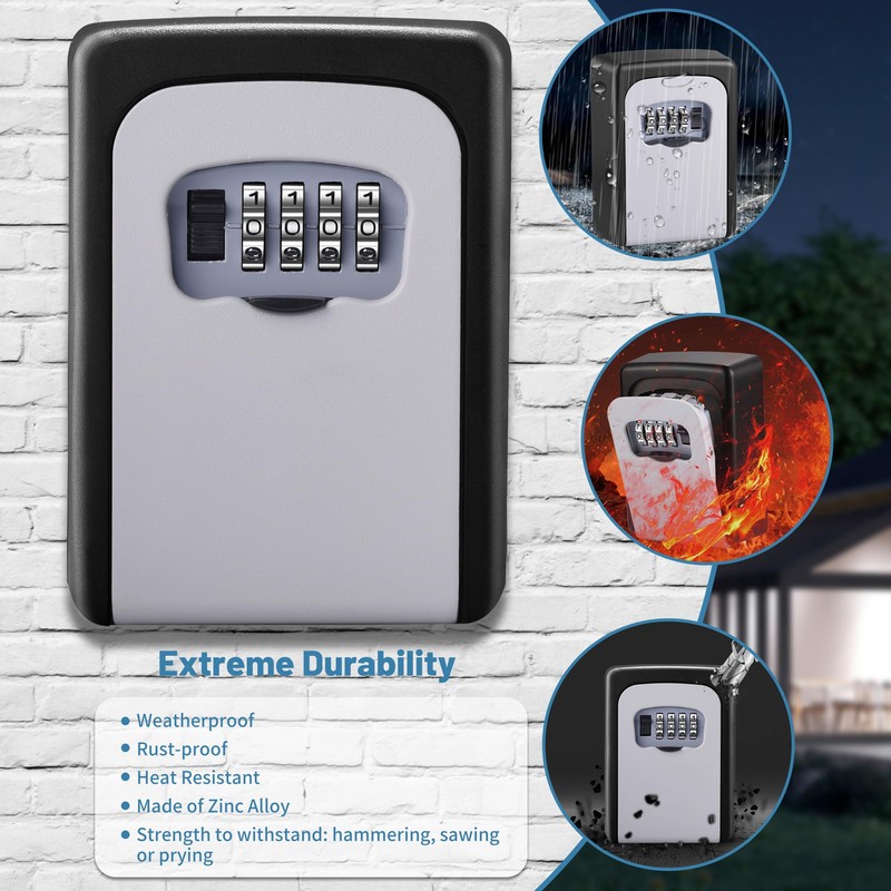 Key Lock Box for Outside - Sturdy and Durable Lock