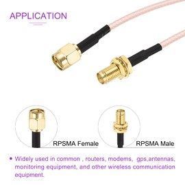 DMiotech 2 Pcs RG316 Coaxial Cable 24" RPSMA Male to RPSMA Female Connectors Adapter 50 Ohm Antenna Extension Cable for Router Antenna GPS LAN Common Devices