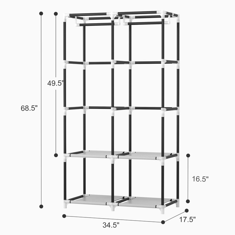 VTRIN Portable Closet Wardrobe Closet for Hanging Clothes with 4