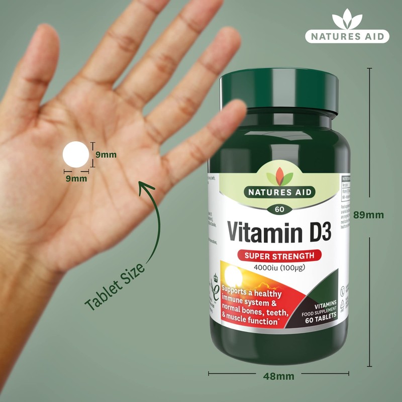 Natures Aid Super Strength Vitamin D3 4000iu, 60 Tablets