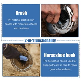 Hoof Picks, 2Pcs 2-in-1 Hoof Scrapers with Horseshoe hook, Horse Care Accessories for Clean Hooves and Claw Care