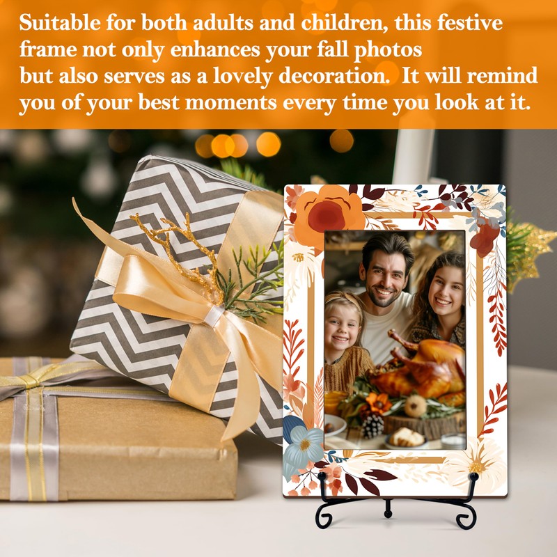 ISOVF Thanksgiving 4x6 Picture Frame, Fall Maple Photo Frame, Orange