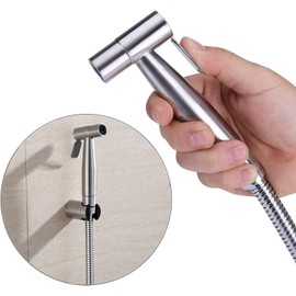 Stainless Steel Bidet Sprayer for Toilet, Handheld Cloth Diaper Sprayer, Bathroom Jet Sprayer Kit Spray Attachment with Explosion-Proof Hose, Great Water Pressure for Bathing Pets（Gold）