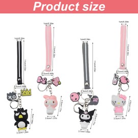 LbsAMP 4 Pieces Anime Cartoon Keychain Set Keyring Cute Bag Cat Pendant Birthday Gift Cartoon Keychain Hanging Anime Kawaii Popularity Fashion Figure Toys For Kids Student Best Frirend Family Girls