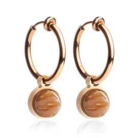 Ohrclips Creolen Roségold • Clip Ohrringe mit Charm in braun zum Wechseln • vergoldeter Edelstahl & recyceltes Glas • nachhaltig & handmade • MIX AND MATCH • Ø 18 mm