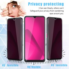 Anbzsign 2 Pack for T-Mobile Revvl 8 Pro Privacy Tempered Glass Screen Protector, 9H Anti Spy Private Film, Anti-Scratch, Case Friendly For T-Mobile Revvl 8 Pro 5G (2025).