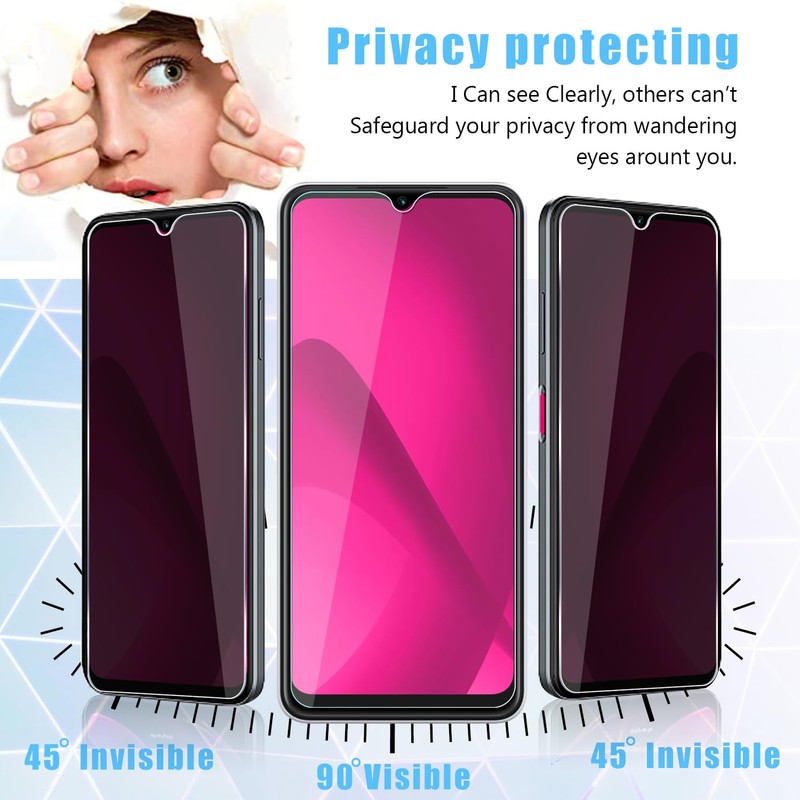 Anbzsign 2 Pack for T-Mobile Revvl 8 Pro Privacy Tempered