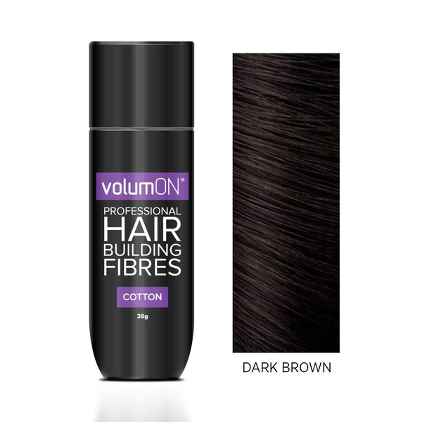 Volumon Professional Hair Building Fibres- COTTON- Hair Loss Concealer- DARK BROWN 28g- Get Upto 30 Uses