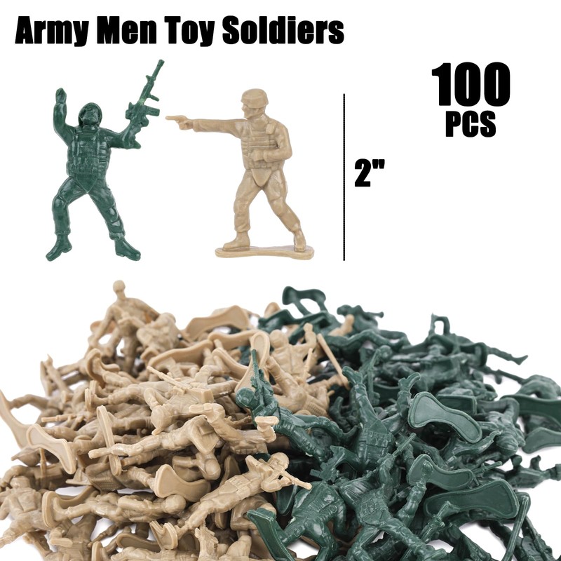 LovesTown 100PCS Army Men Toy Soldiers, Plastic Soldier Figures Green