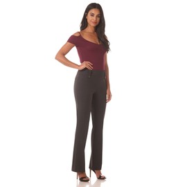 Rekucci Women's Smart Desk to Dinner Stretch Bootcut Pant w/Tummy Control (14, DK Charcoal)