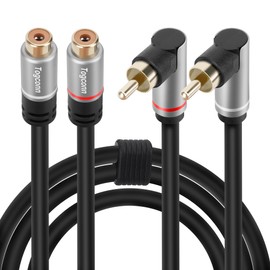 Togconn RCA Extension Cable, 2RCA Male to 2 RCA Female Stereo Audio Cable Adapter 24K Gold-Plated Plug Dual RCA Extender（1 Feet）