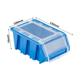 10 x Stacking Boxes with Lid, Workshop, Stacking Box, Sorting Box, 100 x 155 x 70 cm, Blue, Stackable Plastic Storage Boxes