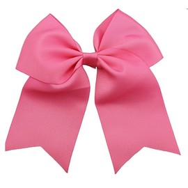 Kenz Laurenz Cheer Bows Pink - Cheerleading Softball Gifts for Girls and Women Team Bow with Ponytail Holder Complete your Cheerleader Outfit Uniform Strong Hair Ties Bands Elastics (1)
