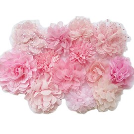 YYCRAFT 10pcs Pink Chiffon Flower for Girls Headband Baby Flowers Bows,Crafts,Party Decoration(3"-4.5")