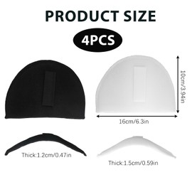 4Pcs Shoulder Pads for Men and Women, Breathable Sponge Material, Ideal for Sewing into Suits and T-Shirts, Invisible Support (White Thickness 1.5cm, Black Thickness 1.2cm)