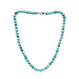 TreasureBay Handmade Mens Beaded Necklace Chain 8MM Natural Blue Turquoise Gemstones Healing Crystal Necklace Jewellery (Blue Turquoise)