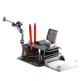 Steelman24 Pc-Crash Desk Organizer Office Tidy Sculpture Nuts and Bolts Handmade Ornaments Made in Germany Metal Figurine