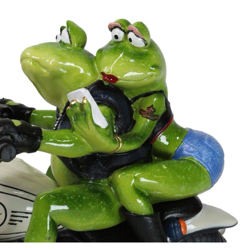 All American Biker Frogs Couple Taking Selfie On Chopper Motorcycle