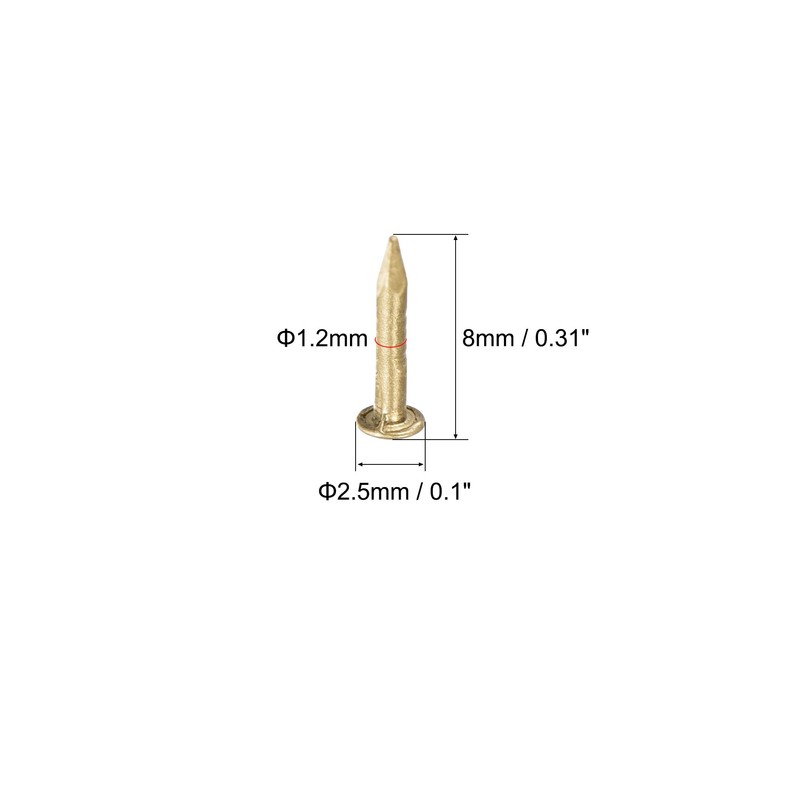 sourcing map Small Tiny Brass Nails 1.2x8mm for DIY Decorative