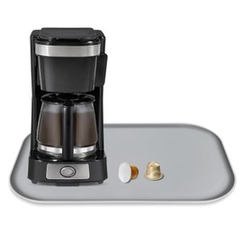 TOHONFOO Silicone Coffee Maker Mat with Lip, 17.4'' x 10.6'' Heavy Duty Coffee Maker Mat for Countertops, Coffee Tray Fit Under Coffee Machine Appliance Automatic Machines Espresso Accessory, Grey