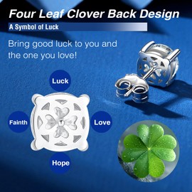 FIORICASA 2 CT Moissanite Stud Earrings for Women Men,Platinum Plated S925 Sterling Silver,Round Cut Lab Created Diamond Earrings