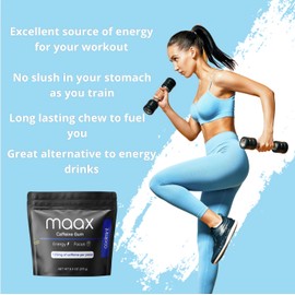 Maax Caffeine Energy Gum | Focus Gum | 125mg of caffeine per piece | Coolmint | 125 total pieces per bag