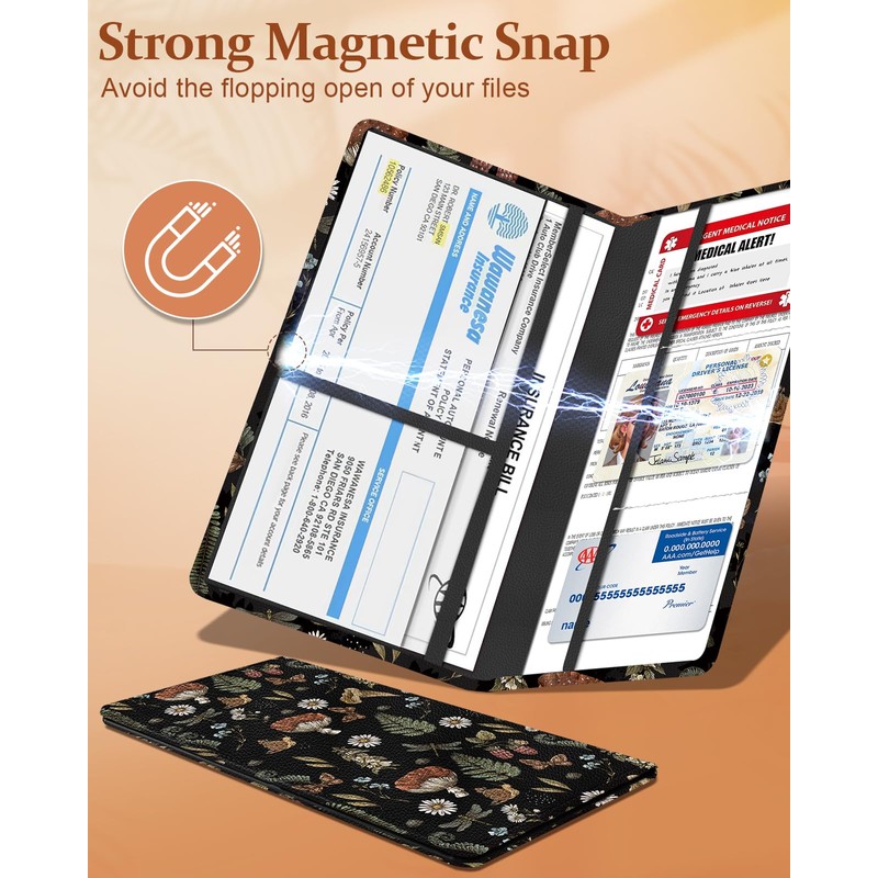Slohif Car Registration and Insurance Card Holder with Magnetic Shut