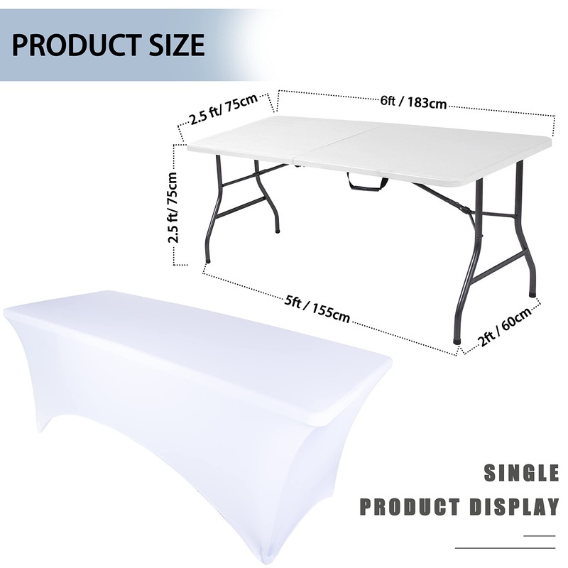 Ocves Stretch Tablecloth 6ft Spandex Table Covers Polyester Fitted Rectangular