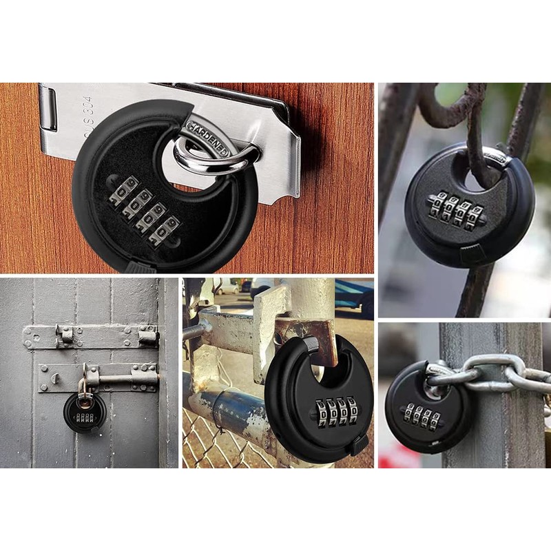 WULALACK Outdoor Combination Lock，4 Digit Discus Combination Padlock,Heavy Duty Combo