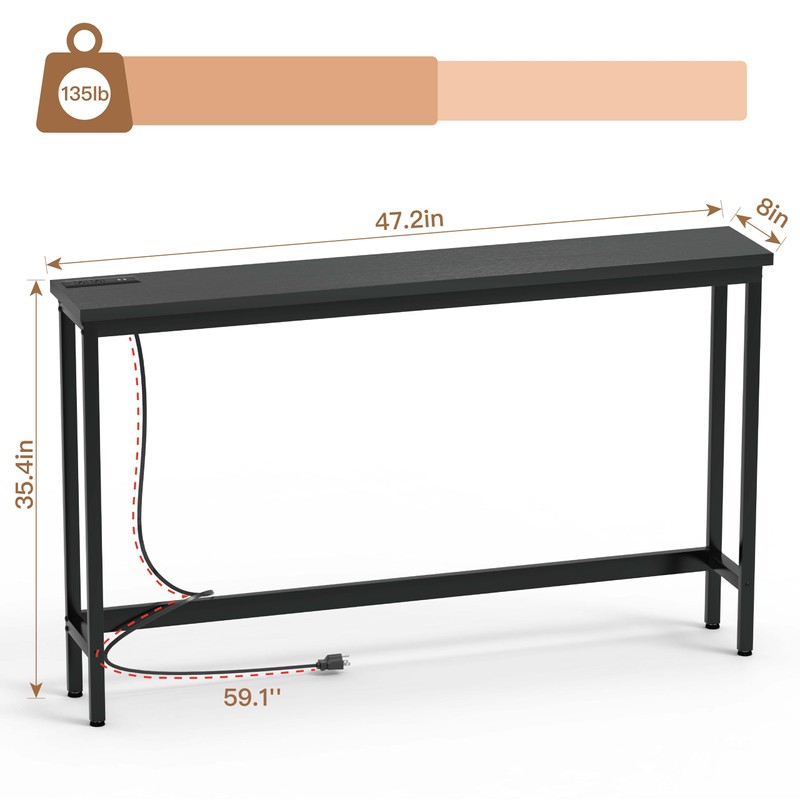 FAMIDGE 35'' High Behind Couch Table, Narrow Console Table with