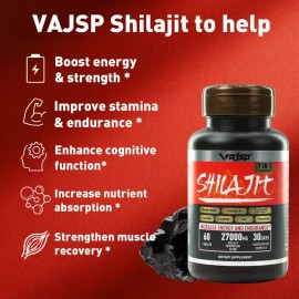 Vajsp Shilajit 7-in-1 Energy & Endurance Supplement - Natural Ingredients for Increased Energy, Stamina, and Wellness - Supports Daily Performance -Muscle Function - Coffee Flavor Enhancement Nerve Health