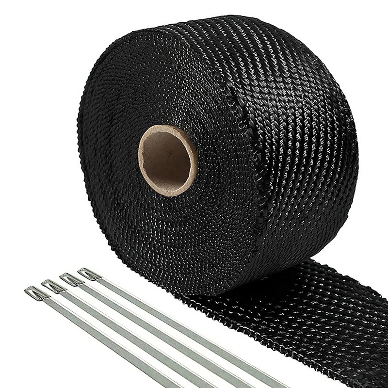 BARTOO 2" x 16' Black Exhaust Heat Wrap Roll for