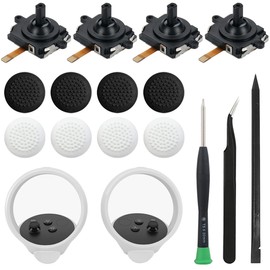ZHUROUPU 4 Pack Joystick Module Replacement for Oculus Quest 2 Controller/Meta Quest VR Controller, Left & Right Analog Thumb Stick Control Sensor Module with DIY Joystick Caps and Repair Tools