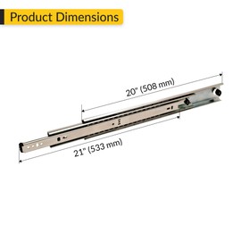 Brixwell QIIX-009 Accuride 3634 Heavy Duty Side/Bottom Mounted Slide, 1" Overtravel, 200 lbs Weight Capacity 21" 20" P Pack - 5 Pair P Pack; 20", Model C3634-20P Zinc-Plated