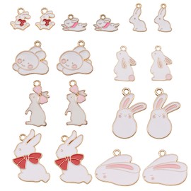 KitBeads 45pcs Rabbit Enamel Charms Charm for Necklace Animal Pendant Charms Easter Crafts for Kids（9 Styles）