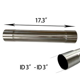 3" ID to 3" ID Tailpipe Extension, 17.3" Stainless Steel 304 Exhaust Pipe with Universal Connector Adapter, Exhaust Extension Tube for Cars, Trucks, SUVs, Motorcycles (3"ID to 3"ID, 17.3 inch)