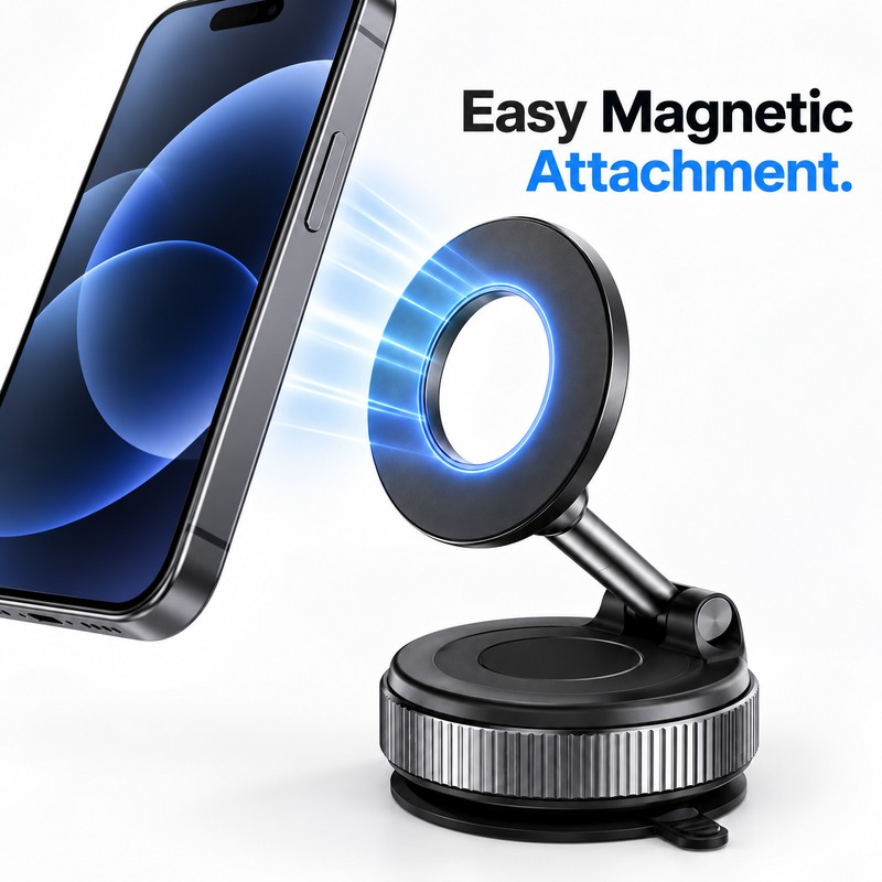 Magnetic Car Phone Mount for GPS Navigation – Foldable 360°