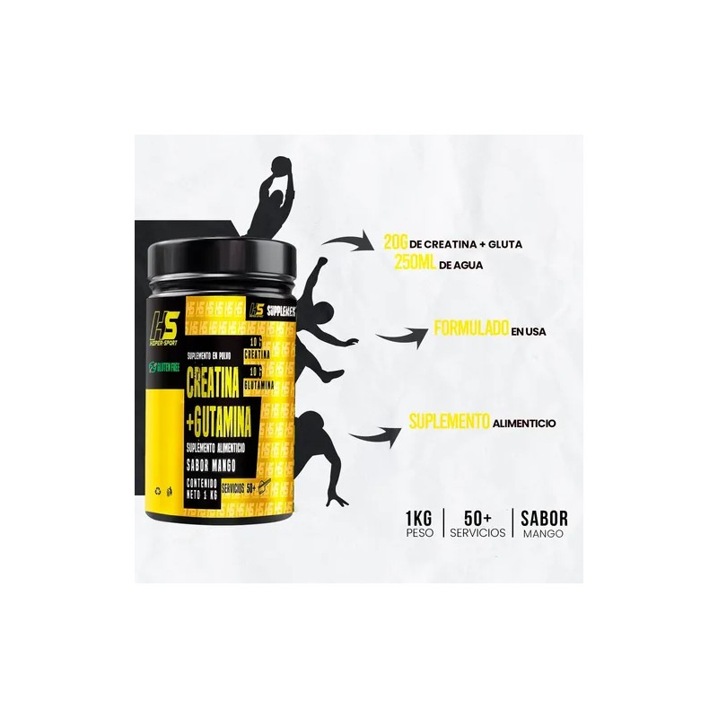 Creatina Glutamina Hiper Sport 1kg 50 Servicios.