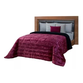 Colchas Elefantito Cobertor Borrega Mink Matrimonial Vino Burdeos Color Bordó Diseño de la tela Liso