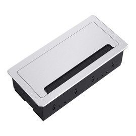 WEBANG Recessed Connectivity Box Outlet for Conference Room Table with 2AC Receptacle,2RJ45, 1USB3.0, 1HDMI, 1 VGA, 13.5mm Audio, Silver Color