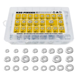 Flat Washers, 520 Pcs SAE + Metric 23 Sizes Flat Washers Assortment Set, 304 Stainless Steel Assorted Hardware Washers Kit for Screws and Bolts (M3 M4 M5 M6 M8 M10 M12 6# 8# 10# 1/4 5/16 3/8 1/2)