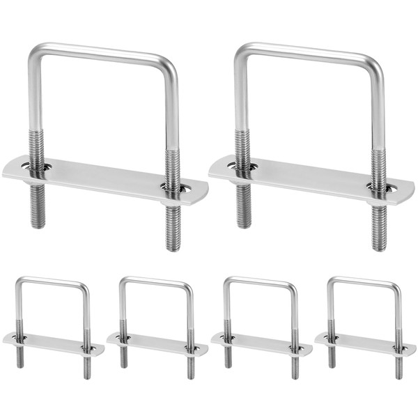 QWORK® 6 Pieces M6 Stainless Steel U Bolt Set, 80