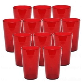 TrueCraftware- 20 oz. Pebbled Tumbler Drinking Cups Red Color Set of 12 - Reusable Premium Water Iced Tea Glasses Drinking Glasses Stackable Dishwasher Safe Break-Resistant for Home and Restaurants