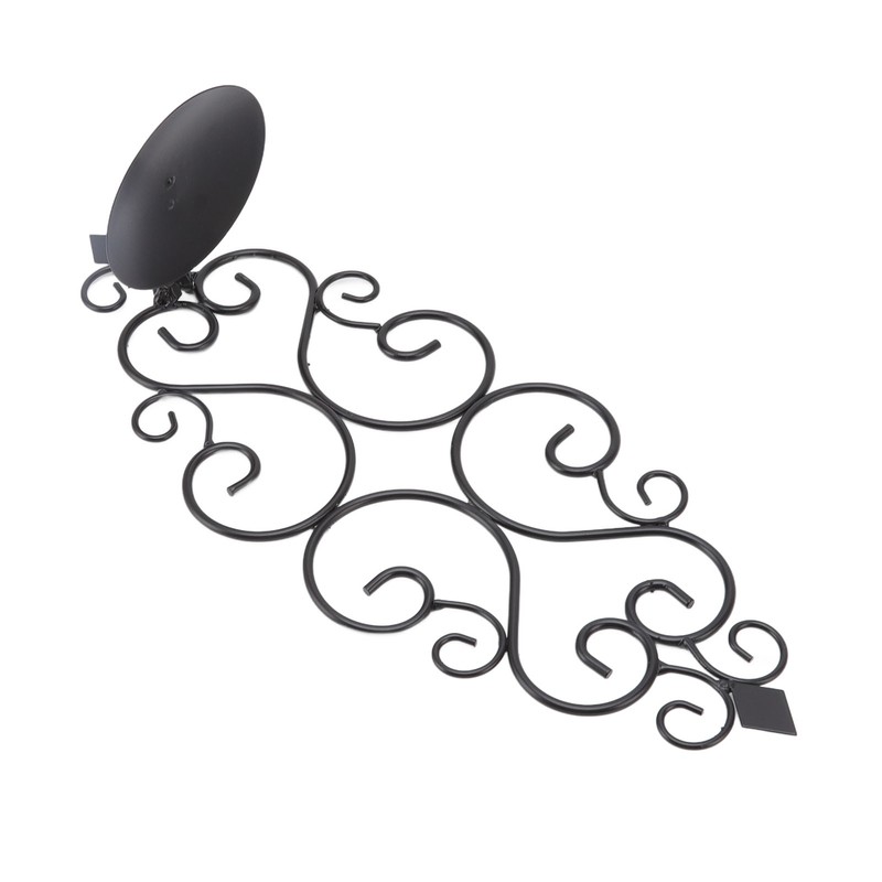 2 Pcs Candle Holder Exquisite Classical Style Black Iron Wall