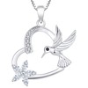 YL Hummingbird Nckelace 925 Sterling Silver Heart Pendant Cubic Zirconia