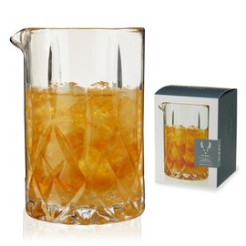 Viski Crystal Cocktail Mixing Glass - Cocktail Pitcher Mixing Glass in Thick Base Design and Pour Spout Bartending Glasses - Barware Mixing Essentials 500 ML