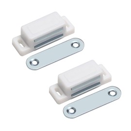 Set of 2 Magnetic Cabinet Door Catch Closer - Heavy Duty Magnetic Closures Best for Cabinet Doors, Cupboards, Drawers and Shutters, Cabinet Magnetic Latch Easy Install (White)